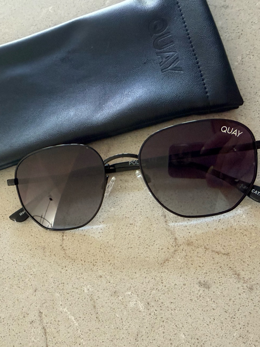 quay australia big time black round geometric Polarized sunglasses eyewear